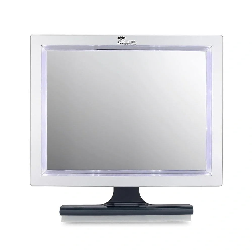 LED Lighted Framed Fogless Shower Mirror with Squeegee